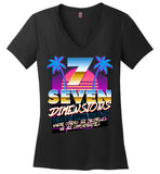Seven Dimensions - Emi, New Retro - District Made Ladies Perfect Weight V-Neck