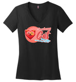 Strawberry Cat - Lifestyle - District Made Ladies Perfect Weight V-Neck