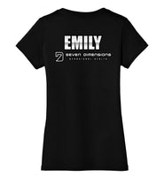 Seven Dimensions - Emily, New Retro - District Made Ladies Perfect Weight V-Neck