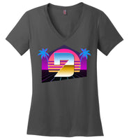 Seven Dimensions - Hot Retro - District Made Ladies Perfect Weight V-Neck