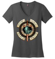 God Love Grace Faith - District Made Ladies Perfect Weight V-Neck