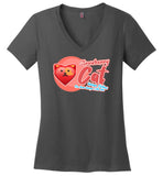 Strawberry Cat - Lifestyle - District Made Ladies Perfect Weight V-Neck