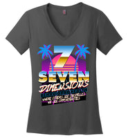 Seven Dimensions - Sherry, New Retro - District Made Ladies Perfect Weight V-Neck