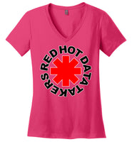 Red Hot Data Takers - Ladies Perfect Weight V-Neck
