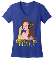 Beauty and Her Beats - District Made Ladies Perfect Weight V-Neck
