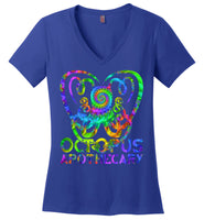 Octopus Apothecary Tie Dye Spiral - District Made Ladies Perfect Weight V-Neck