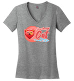 Strawberry Cat - Lifestyle - District Made Ladies Perfect Weight V-Neck