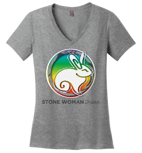 Stone Woman Journeys 01 - District Made Ladies Perfect Weight V-Neck