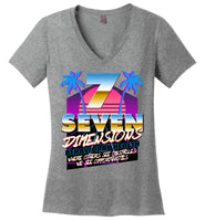 Seven Dimensions - Emi, New Retro - District Made Ladies Perfect Weight V-Neck