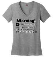 Titles on Both Ends - Ladies Perfect Weight V-Neck