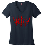 Witch - Red Text Ladies Perfect Weight V-Neck