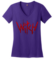 Witch - Red Text Ladies Perfect Weight V-Neck