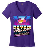 Seven Dimensions - Emily, New Retro - District Made Ladies Perfect Weight V-Neck