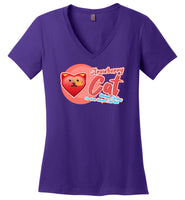 Strawberry Cat - Lifestyle - District Made Ladies Perfect Weight V-Neck