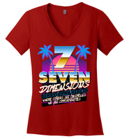 Seven Dimensions - Rebecca, New Retro - District Made Ladies Perfect Weight V-Neck