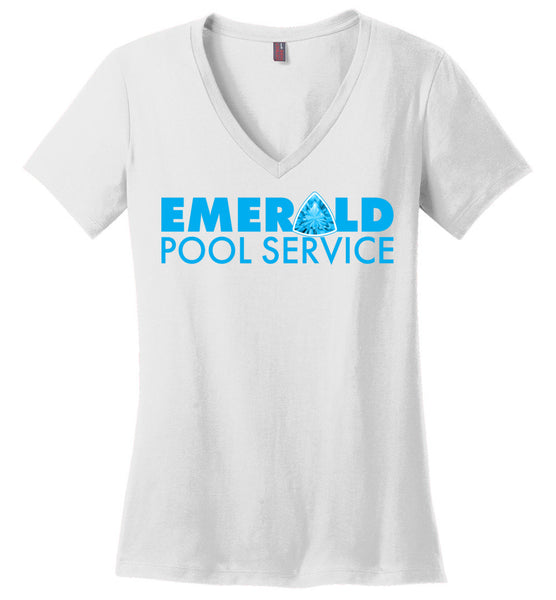 Emerald Pool Service 02 - District Made Ladies Perfect Weight V-Neck
