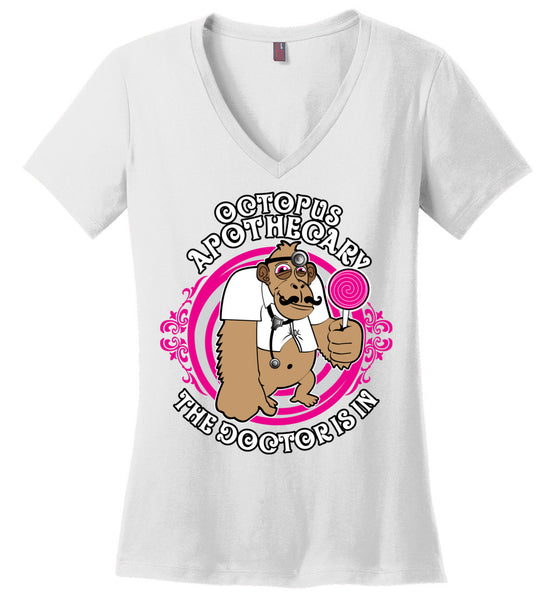 Octopus Apothecary: Creepy Doctor - District Made Ladies Perfect Weight V-Neck