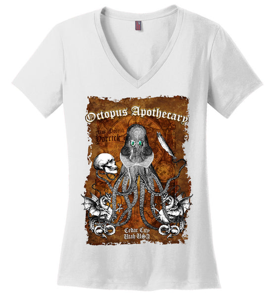 Octopus Apothecary - Old Time Shakespeare - District Made Ladies Perfect Weight V-Neck