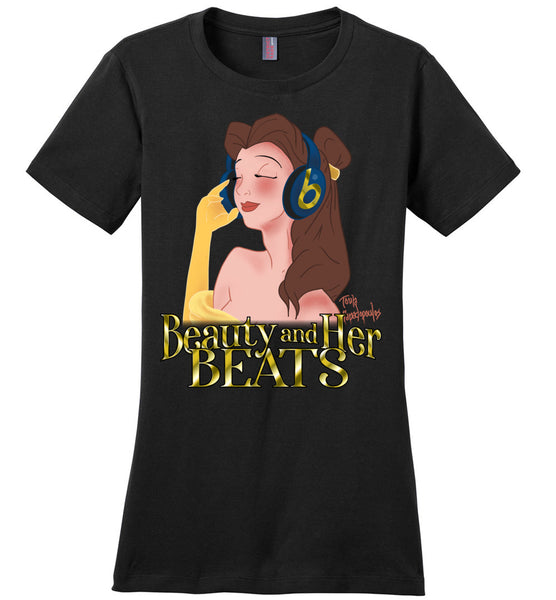 Beauty and Her Beats - District Made Ladies Perfect Weight Tee