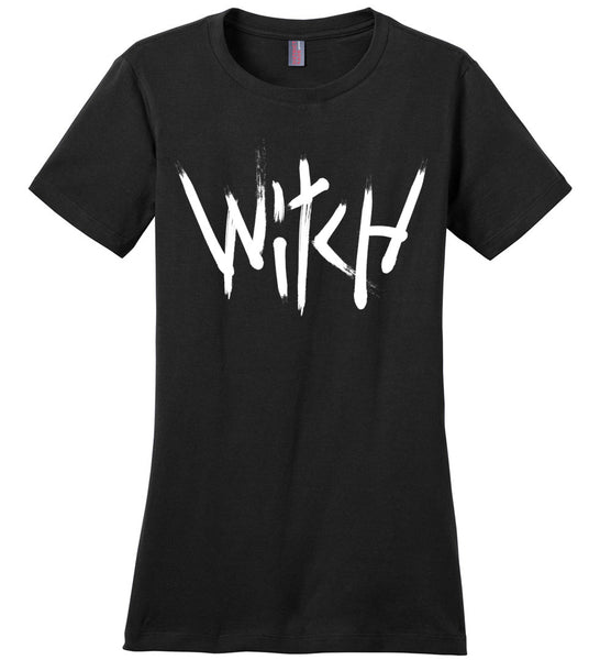 Witch - White Text Ladies Perfect Weight Tee