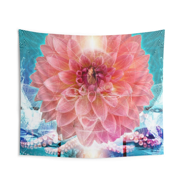 Prussian Bleu - Photomontage Floral - Indoor Wall Tapestries