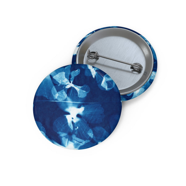 Prussian Bleu - Cyanotype Flowers In Water - Custom Pin Buttons