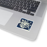 Prussian Bleu - Cyanotype Starburst Flower - Square Stickers