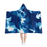 Prussian Bleu - Cyanotype Flowers In Water - Hooded Blanket