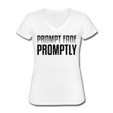Prompt Fade Promptly Women's V-Neck T-Shirt - white