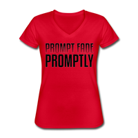 Prompt Fade Promptly Women's V-Neck T-Shirt - red