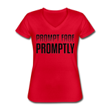 Prompt Fade Promptly Women's V-Neck T-Shirt - red