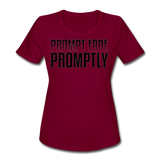 Prompt Fade Promptly Women's Moisture Wicking Performance T-Shirt - burgundy