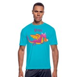 Pink Papa Dungeons, Diapers, & Dragon's Moisture Wicking Performance T-Shirt - turquoise