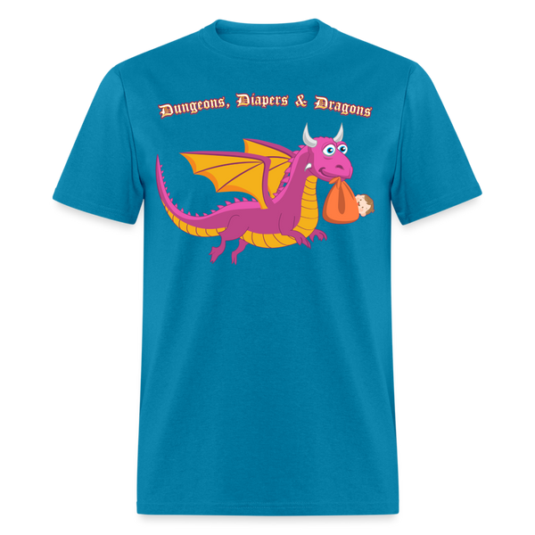Pink Dungeons, Diapers, & Dragons Unisex Classic T-Shirt - turquoise