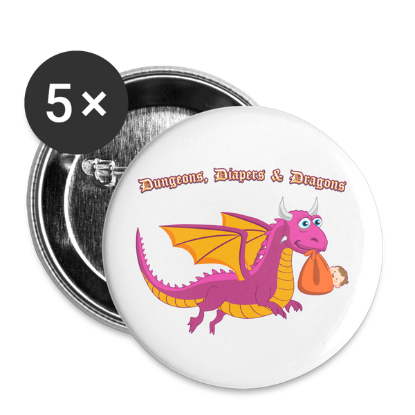 Pink Dungeons, Diapers, & Dragons Buttons large 2.2'' (5-pack) - white