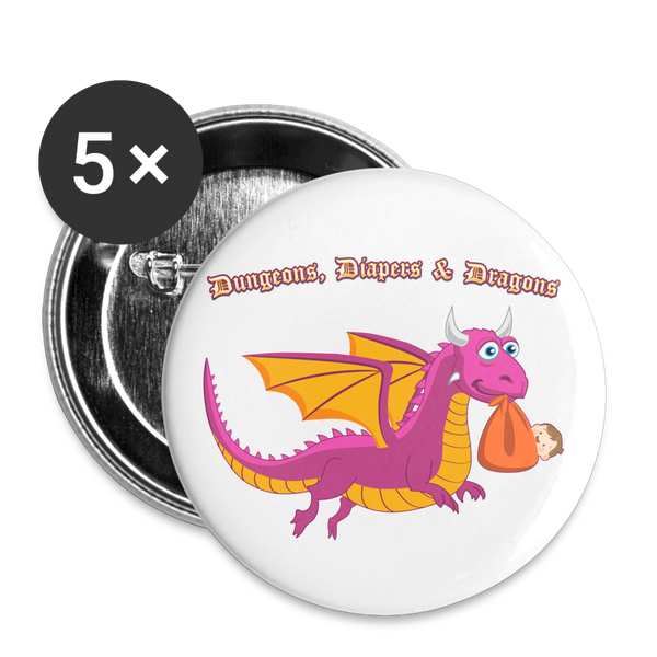 Pink Dungeons, Diapers, & Dragons Buttons small 1'' (5-pack) - white