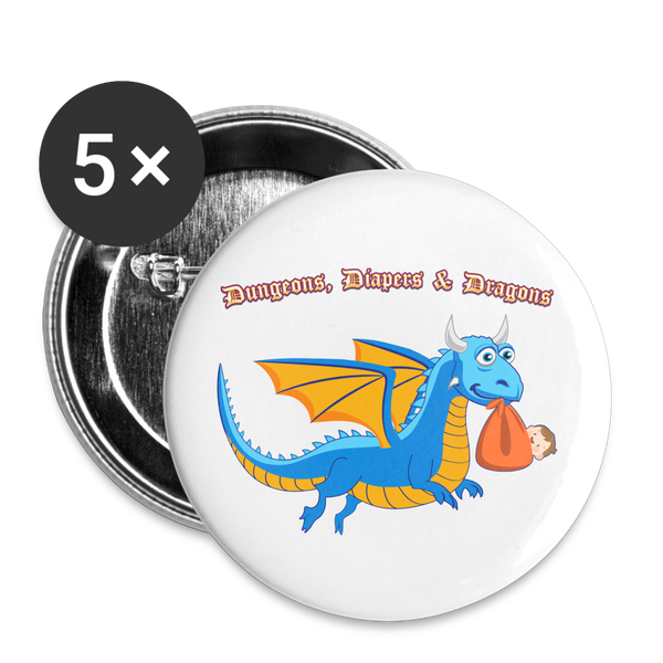 Blue Dungeons, Diapers, & Dragons Buttons small 1'' (5-pack) - white