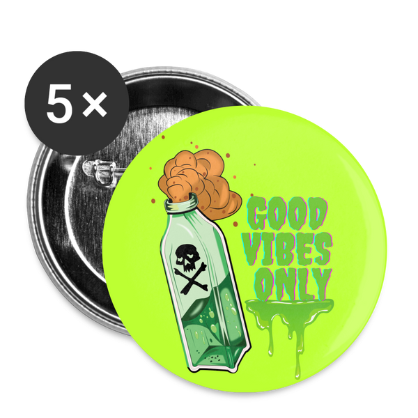 Toxic Vibes Only Poison Buttons small 1'' (5-pack) - white