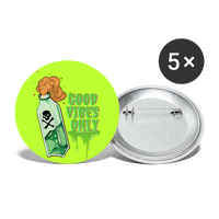 Toxic Vibes Only Poison Buttons large 2.2'' (5-pack) - white
