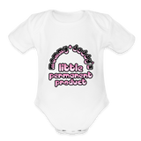 Mommy & Daddy's Little Permanent Product - Pink - Organic Short Sleeve Baby Bodysuit - white