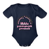 Mommy & Daddy's Little Permanent Product - Pink - Organic Short Sleeve Baby Bodysuit - dark navy