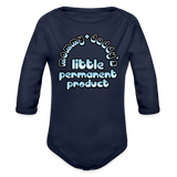 Mommy & Daddy's Little Permanent Product - Blue - Organic Long Sleeve Baby Bodysuit - dark navy
